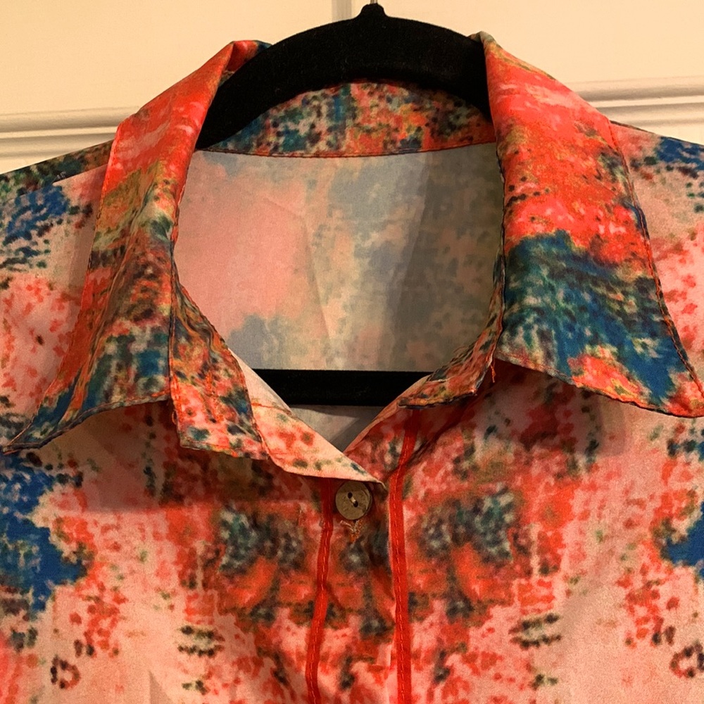 Vibrant Patterned Button Down Shirt - image 2